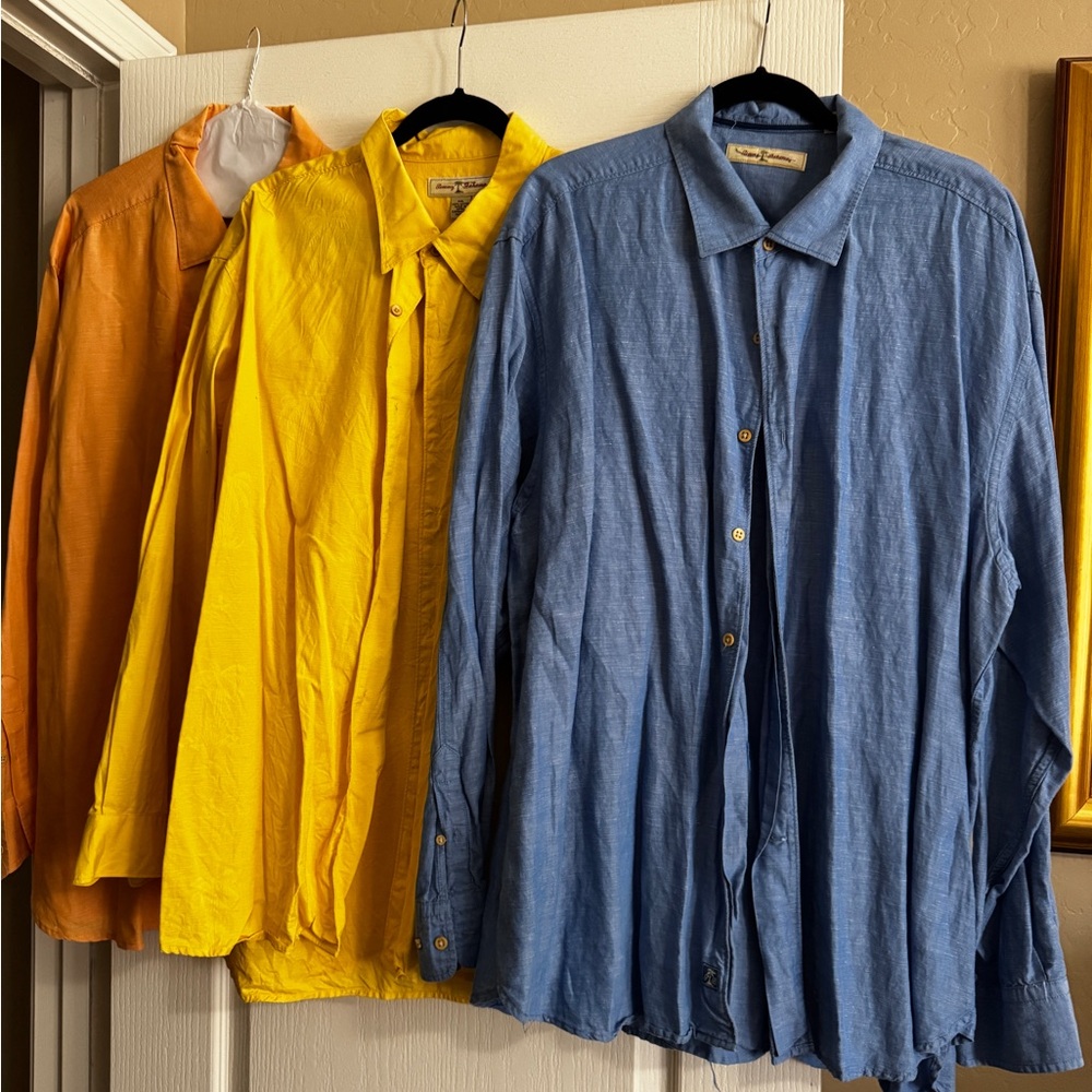 Tommy Bahama Men's Blue, Yellow, and Orange Casual Shirts
